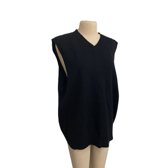 Vintage Club Room By Charter Club Woolmark Lambswool Black Sleeveless Sweater - Picture 2 of 10